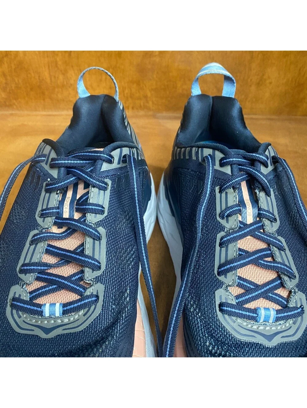 Hoka One One Bondi 6 Wide Running Shoes Womens Size 9.5 D Blue 1019272 MIDP